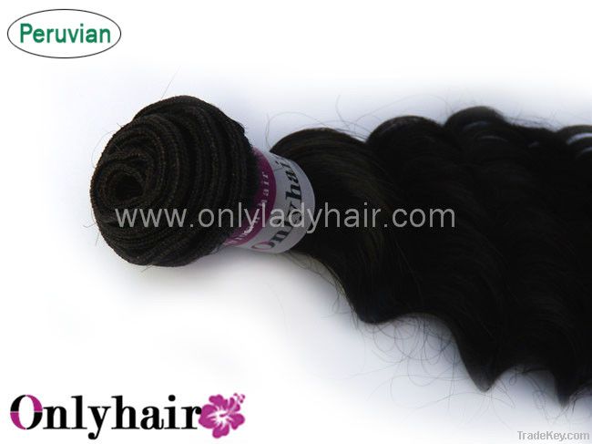 Peruvian Virgin hair , hair extensions deep wave natural color