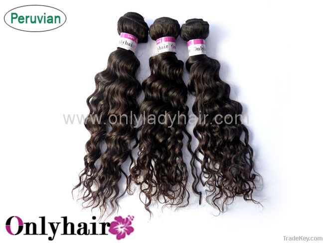 Peruvian Virgin hair , hair extensions deep wave natural color