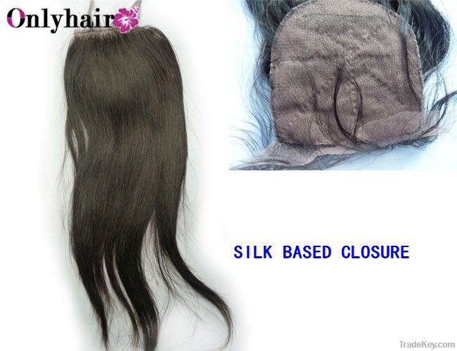 Brazilian Silk based closure, bleach knots , cap size: 4x4"