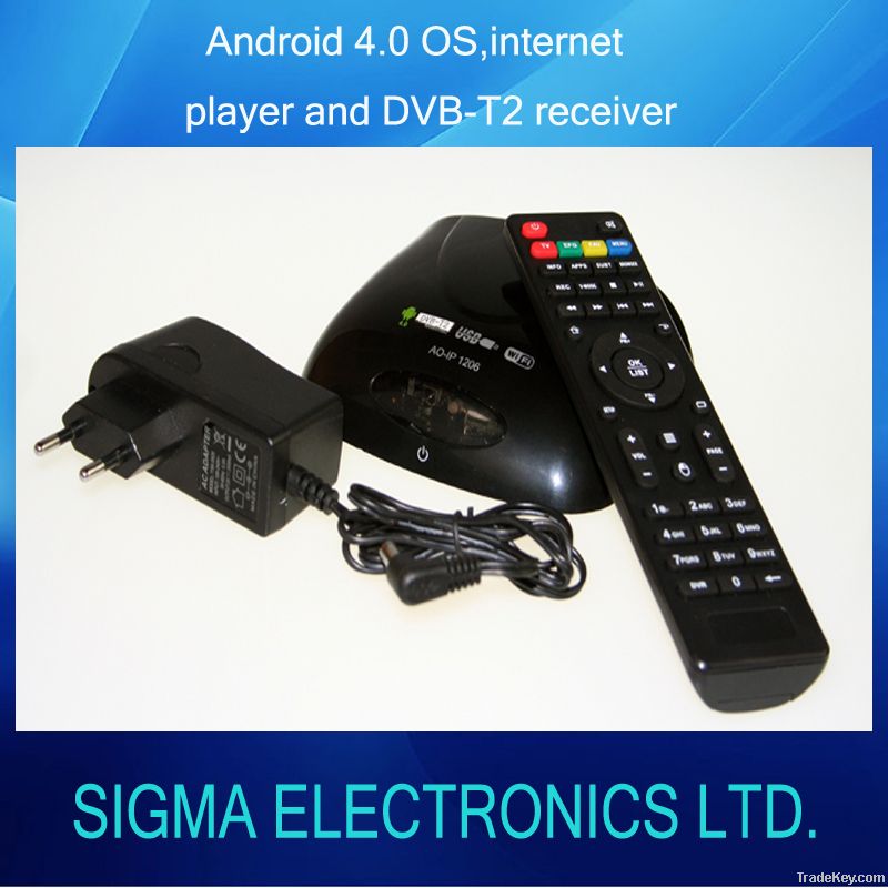 DVB-T2/T function, Android 4.0 internet player and DVB-T2 receiver