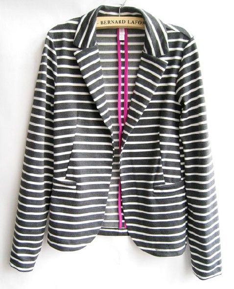 Ladies polyester stripes smart jacket