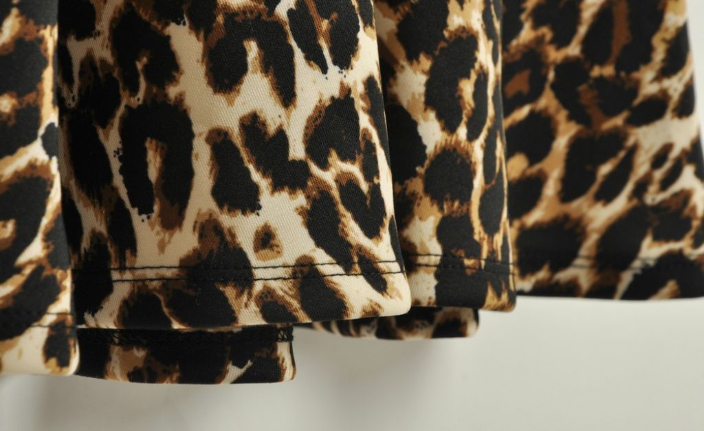  Ladies polyester leopard printed casual dress