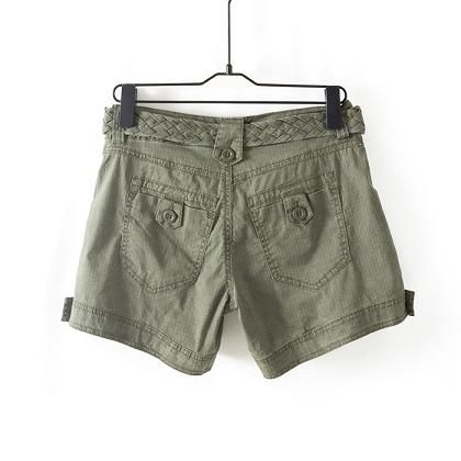 Ladies cotton cargo shorts with belt