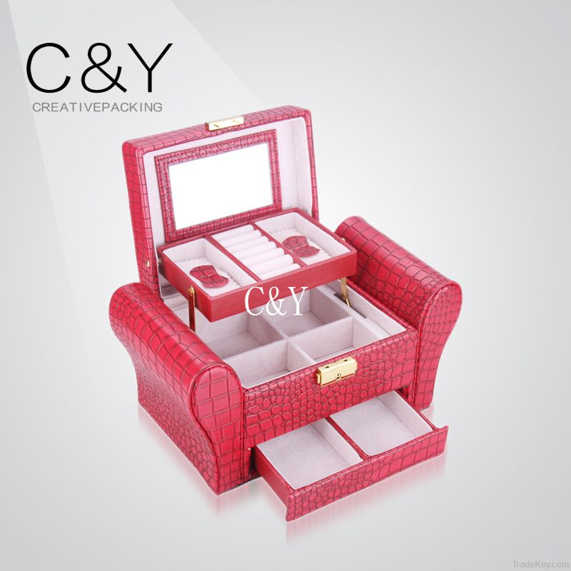 Faux lether jewelry box