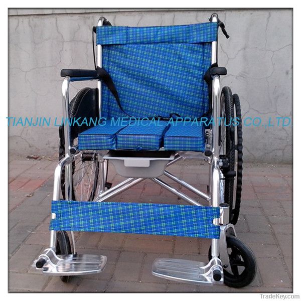 Alminum alloy Folding Electroplate commode chair with wheels