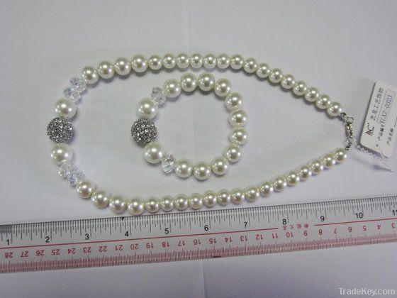 2013 Newest Freshwater Pearl Necklace Bracelet Jewelry Set