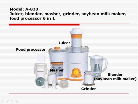 Juicer, blender, masher, grinder, food processor 6 in 1