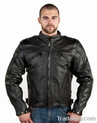 Mens Premium Naked Cowhide Leather Racer Jacket