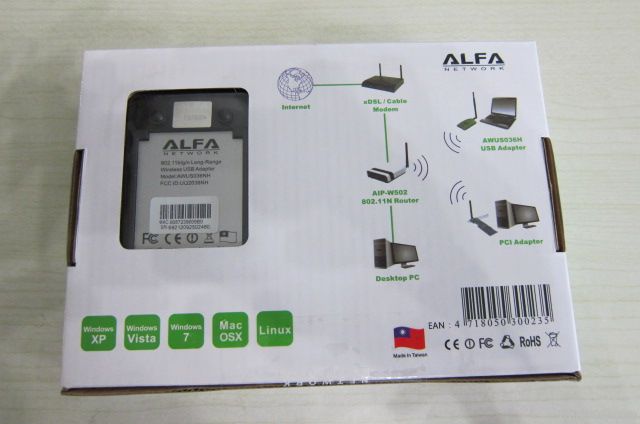 high power 2000MW Wifi USB Adapter, Alfa Awus036nh Wifi Wireless USB A