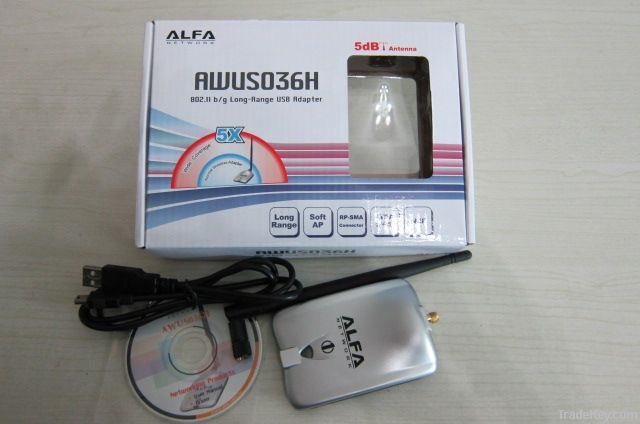 ALFA AWUS036H 1000mW high power wifi wireless usb adapter with 5db ant