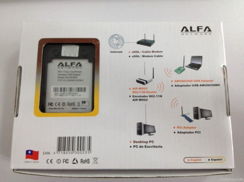 Latest High Power ALFA Wireless Network Adapter AWUS036NH 2000Mw 150Mb