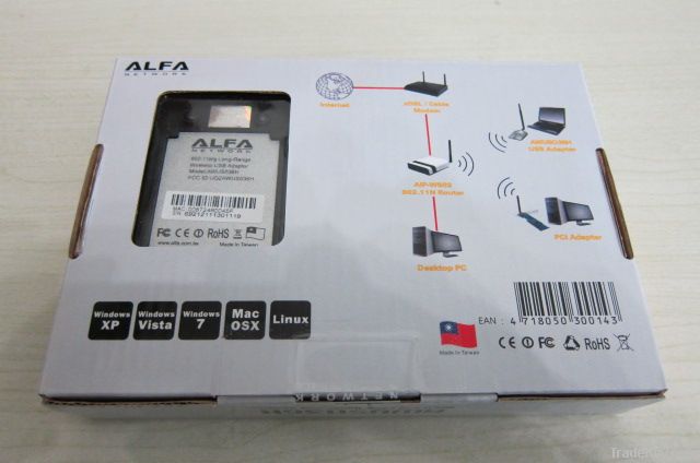 High power ALFA AWUS036H 1000mw wifi usb adapter 5db antenna Realtek81
