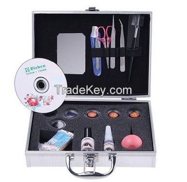 Wholesale Portable Eyelashes Extension Kit Individual False Eyelash Lash Makeup Set With Silver Box Case Salon Tool