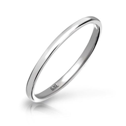 Bling Jewelry Versatile Sterling Silver Ring - 2mm Thin Wedding Band