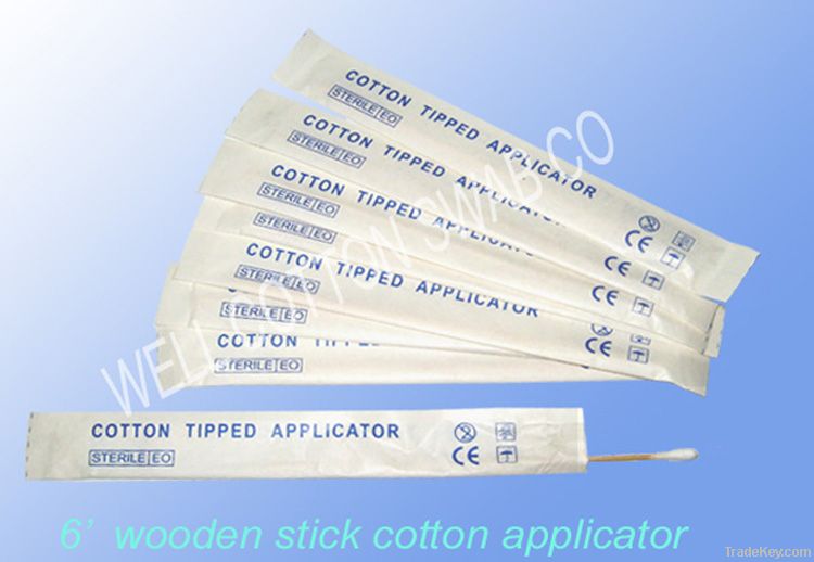 6 inch Wooden Stick Cotton Applicator (Cotton Bud)