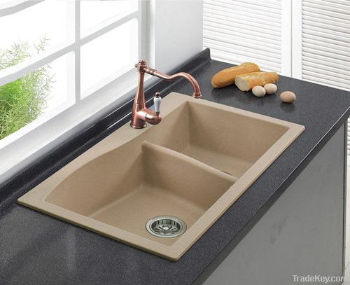 Double bowl granite kitchen sink SRD810