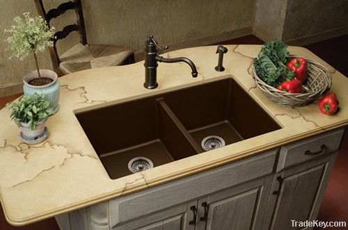 Double bowl granite kitchen sink SRD902