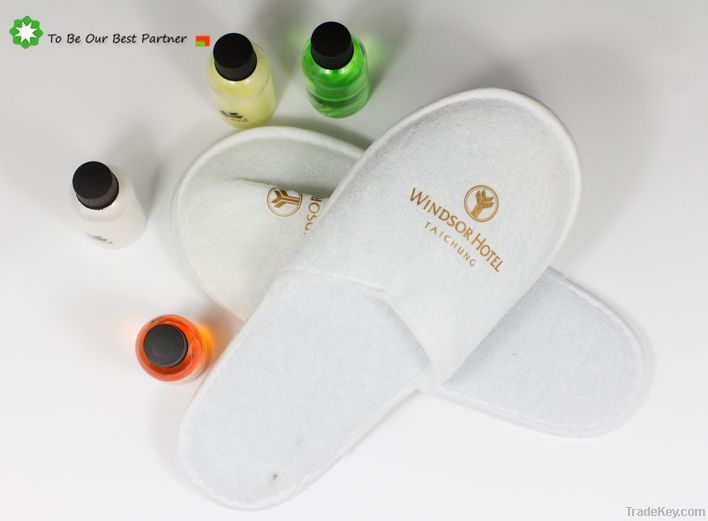 Custom Eco - friendly Hotel slippers, Terry Cloth, Closed Toe, Diamond