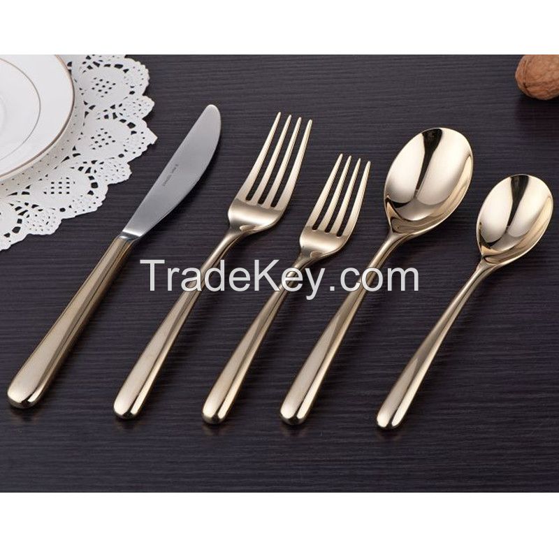 Stainless Steel Cutlery Set with Gold Forged