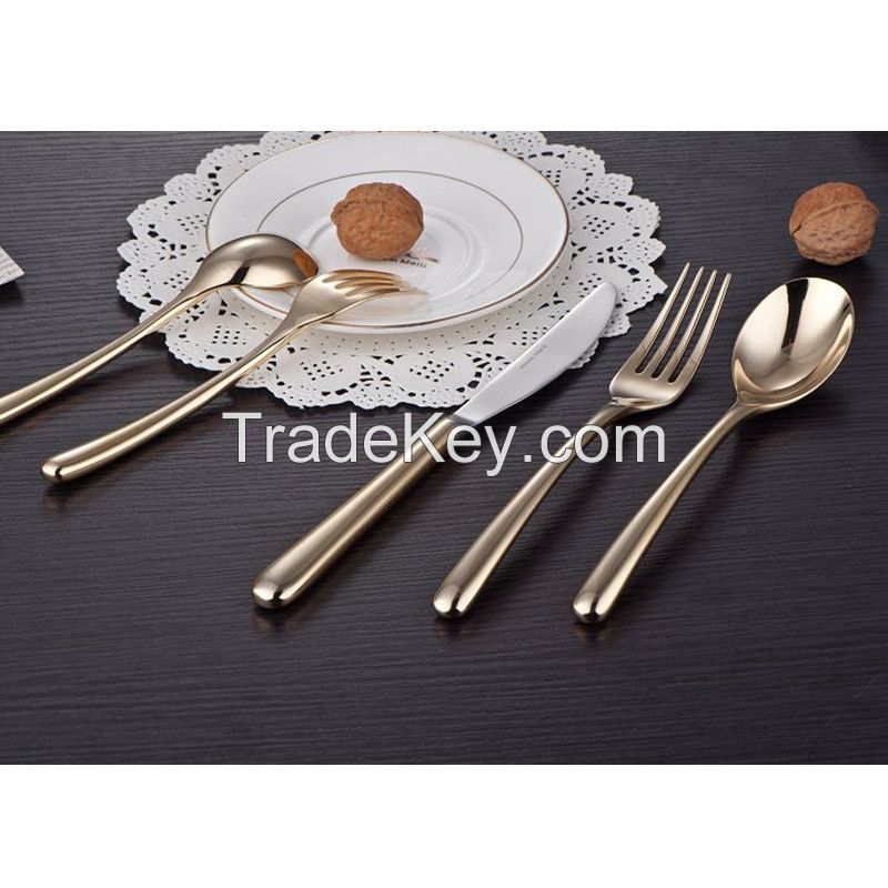 Stainless Steel Cutlery Set with Gold Forged