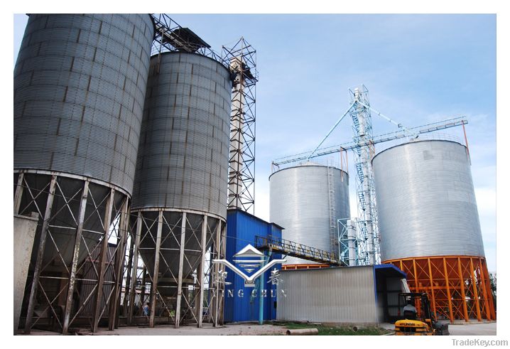 Steel Silo for Grain Storage with Flat Bottom