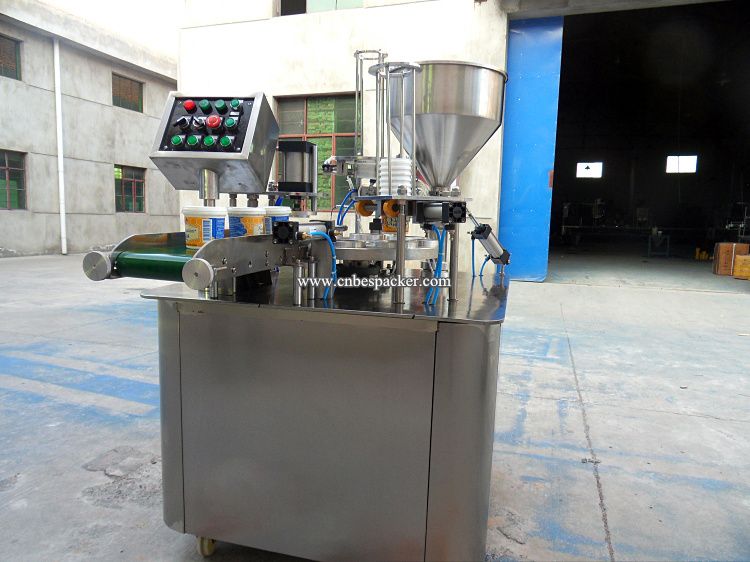 rotary bucket filling and sealing machine