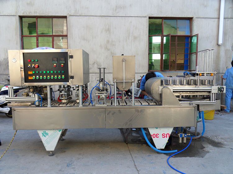 auto cup filling and sealing machine with cup wash