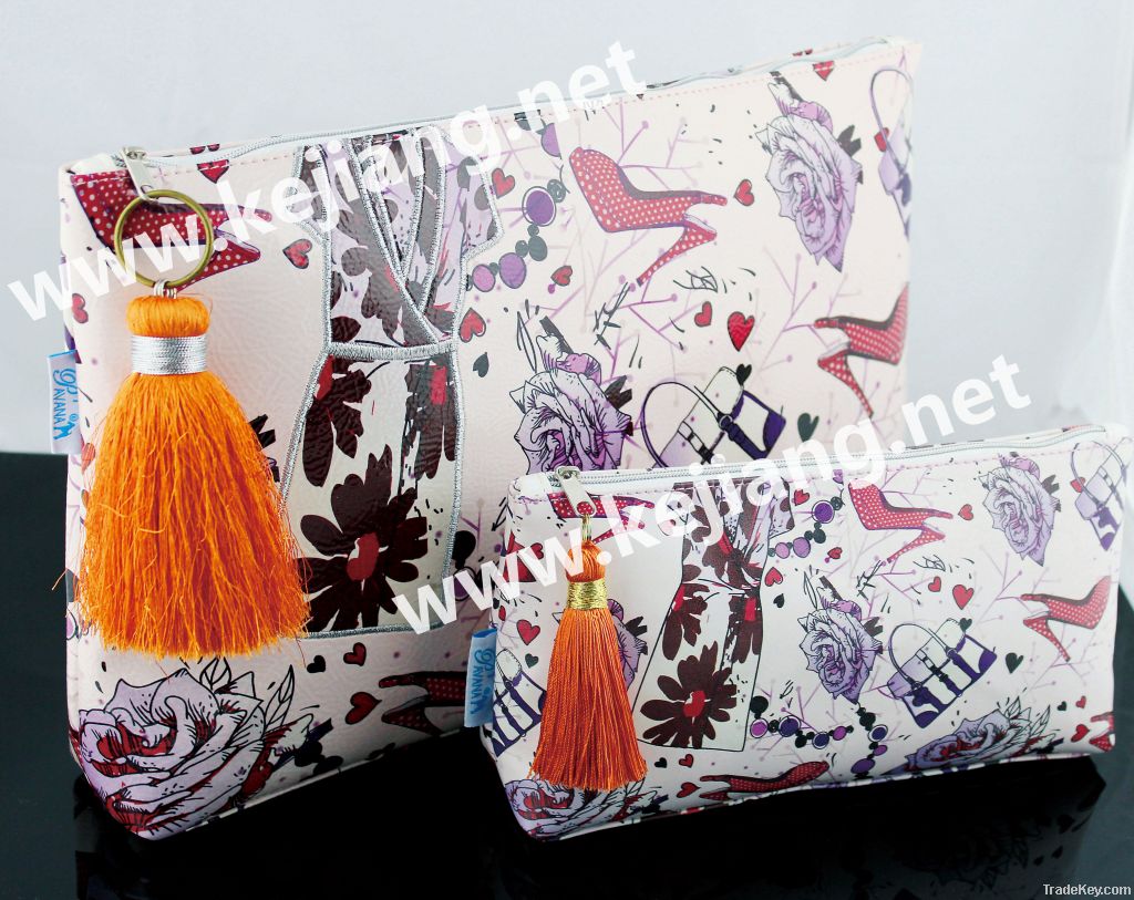 Digital Printing Cosmetic Bag W/tassels