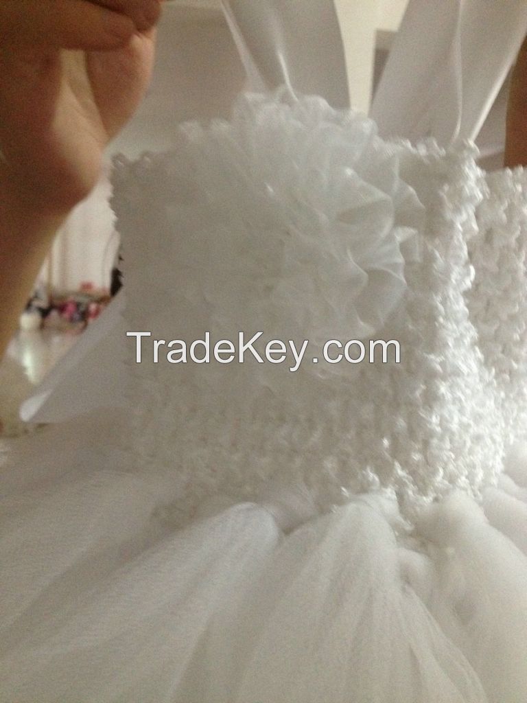 White Fluffy Flower Girl Dress Girls Wedding Dress
