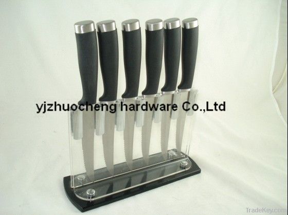 6 PCS stainless steel steak knife set with acrylic block