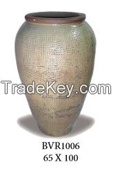 Large Round Rustic Glazed Outdoor Ceramic Garden Vases