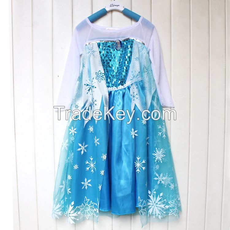 Supply   Girl   Dress  Frozen Elsa Dress  Long  Sleeve 