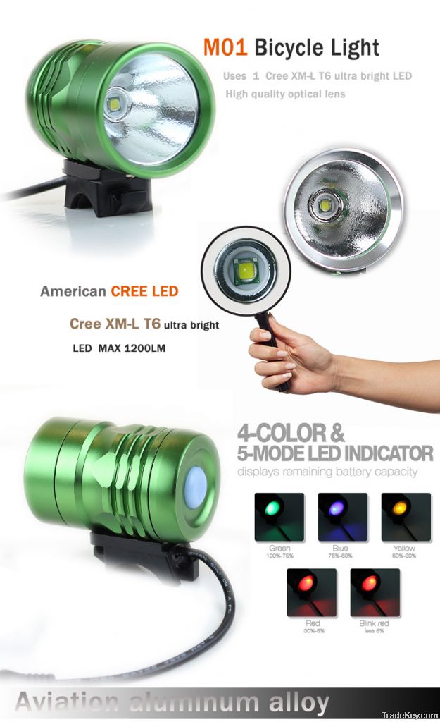 Cree XM-L T6  LED  1200lumen Bicycle Light Headlamp (sold by set)