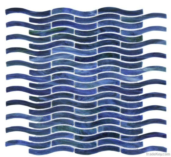 Stained glass mosaic ripple shape with blue color