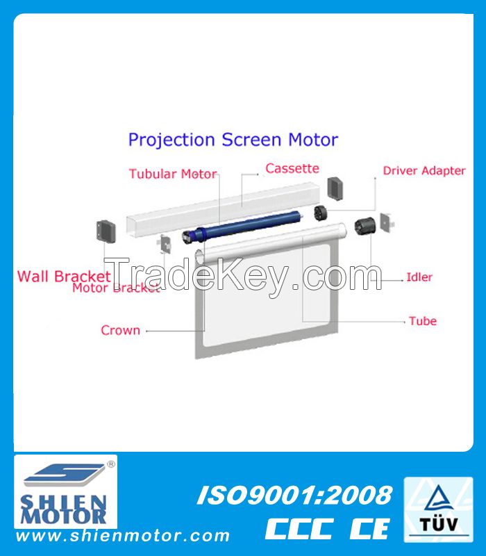 Projection screen tubular motor 