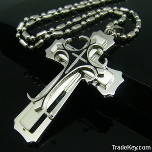 2013 trendy titanium steel vampire cross pendants necklace
