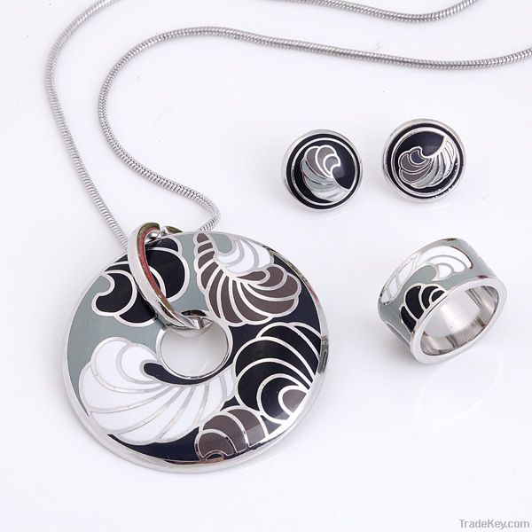 manufacture newest angel wings stainless steel enamel jewelry set