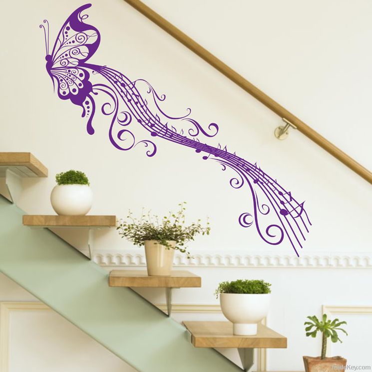 Butterfly music note Wall Art Vinyl Quote Removable Sticker decor deca