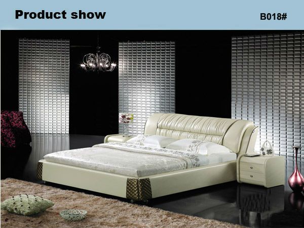 Hot sale high quality modern genuine leather bed B018#
