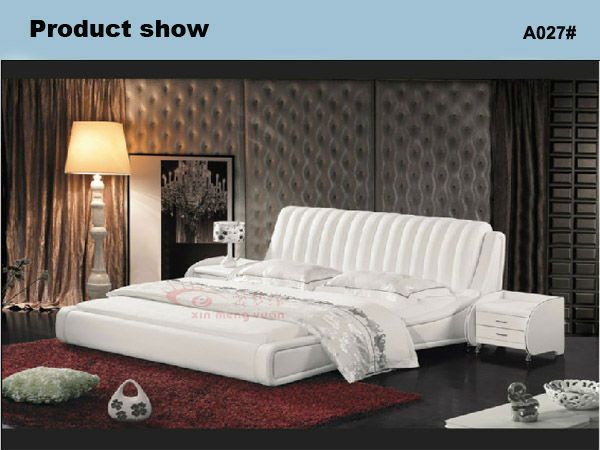 Designed modern style genuine leather bed A027#