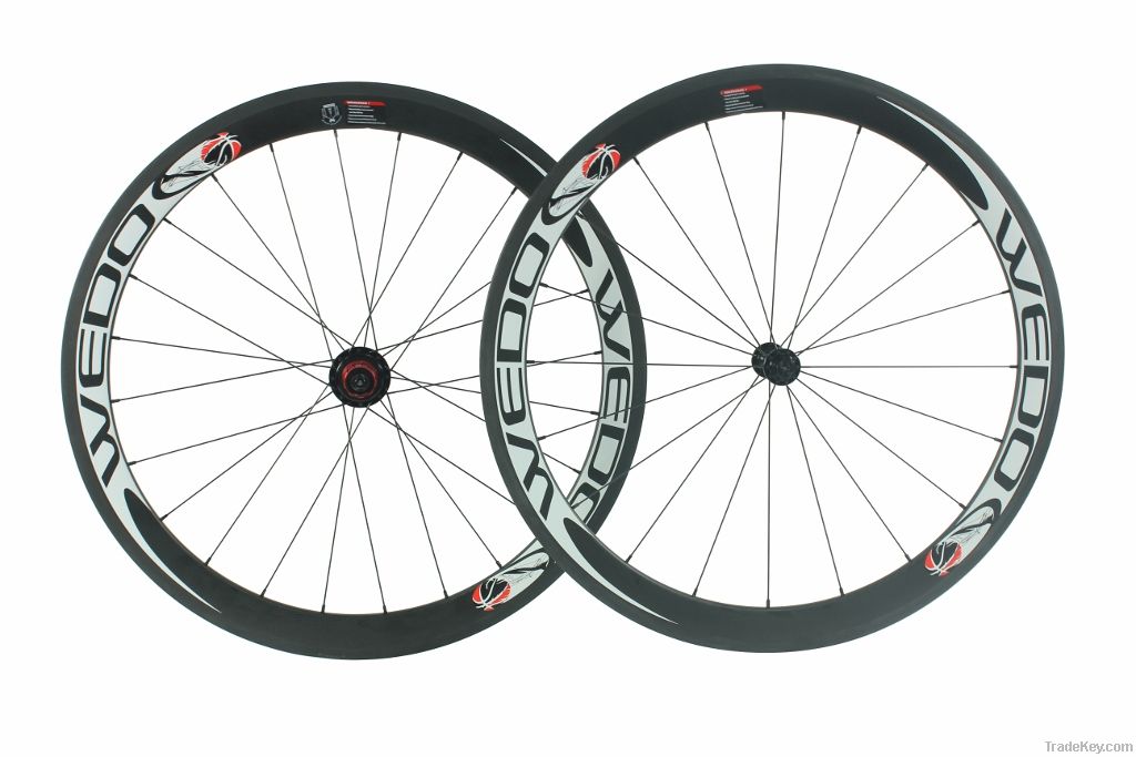 Vogue series 50mm Clincher  Road Carbon Wheels with 2:1 Spokes Ratio