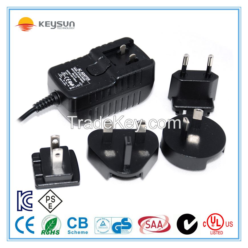 Power adapter 12v 1a interchangeable power supply