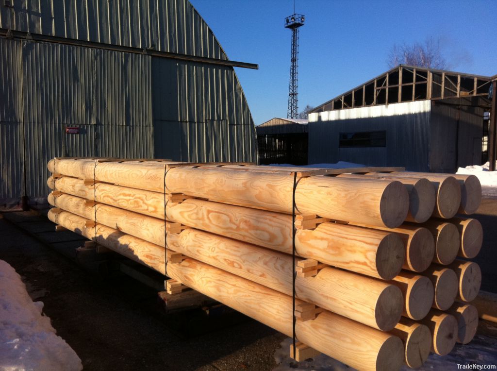 Machine rounded logs, poles / posts