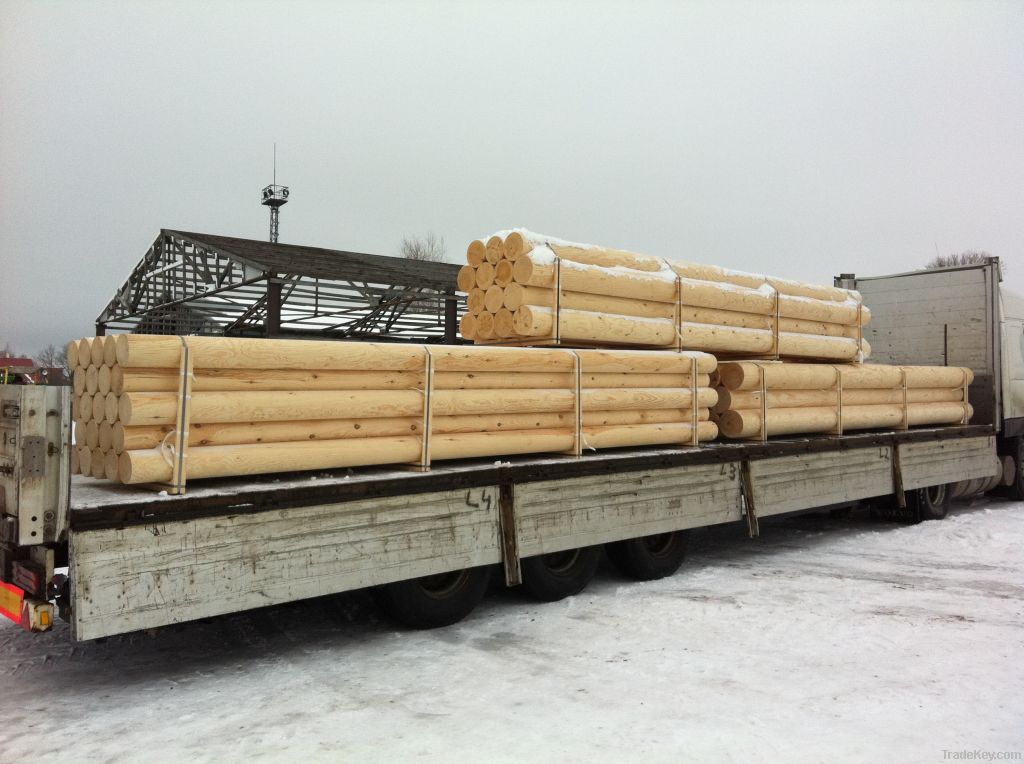 Machine rounded logs, poles / posts