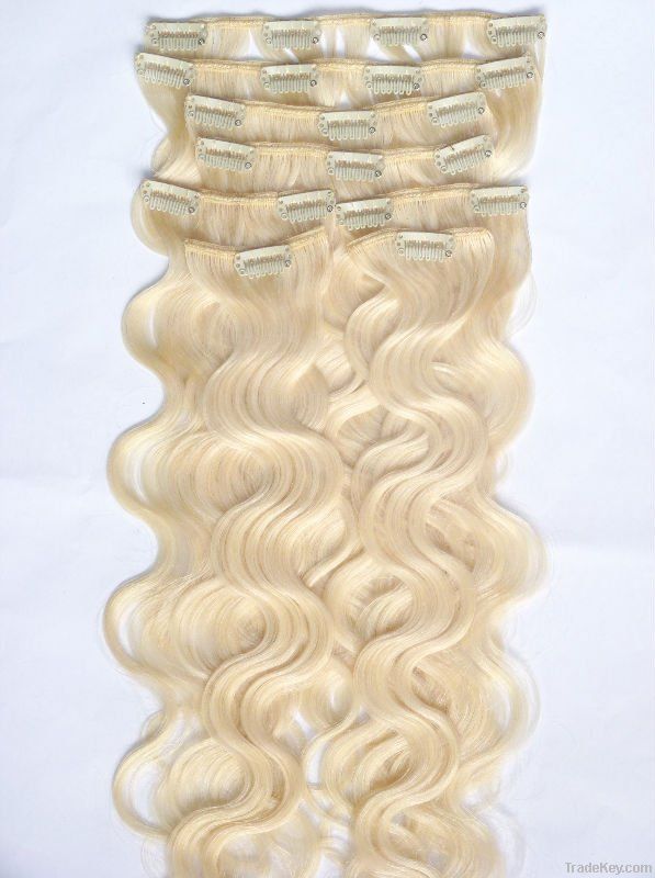 Clip-in human hair extensions body wave remy hair brazilian human hair