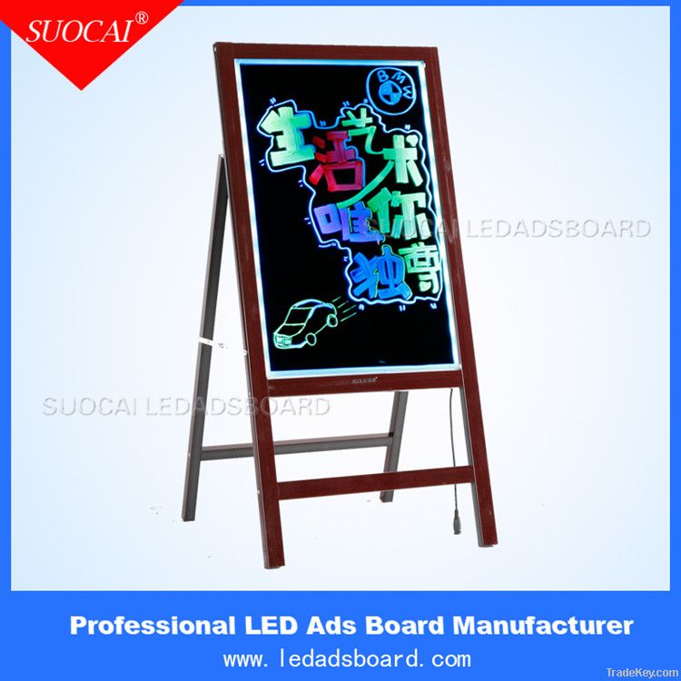 2013 hot sell eye-catching wooden frame business led writing board