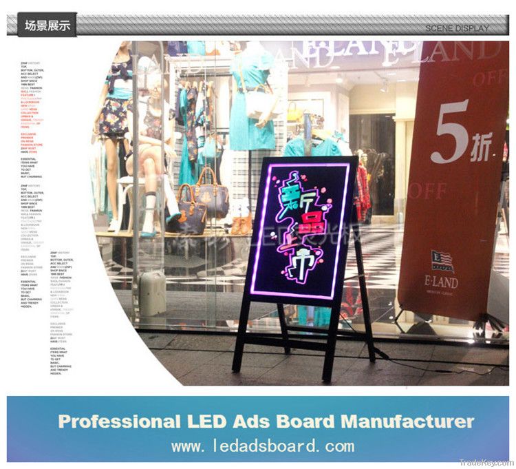 2013 hot sell eye-catching wooden frame business led writing board
