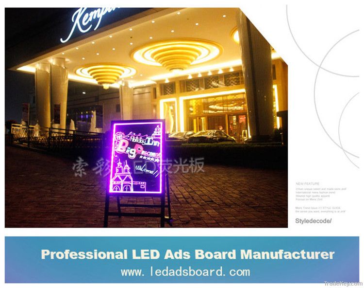 2013 hot sell eye-catching wooden frame business led writing board