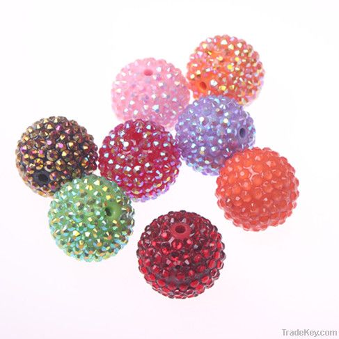 100pcs Mixed 24mm Resin Rhinestone Beads For Chunky Necklace