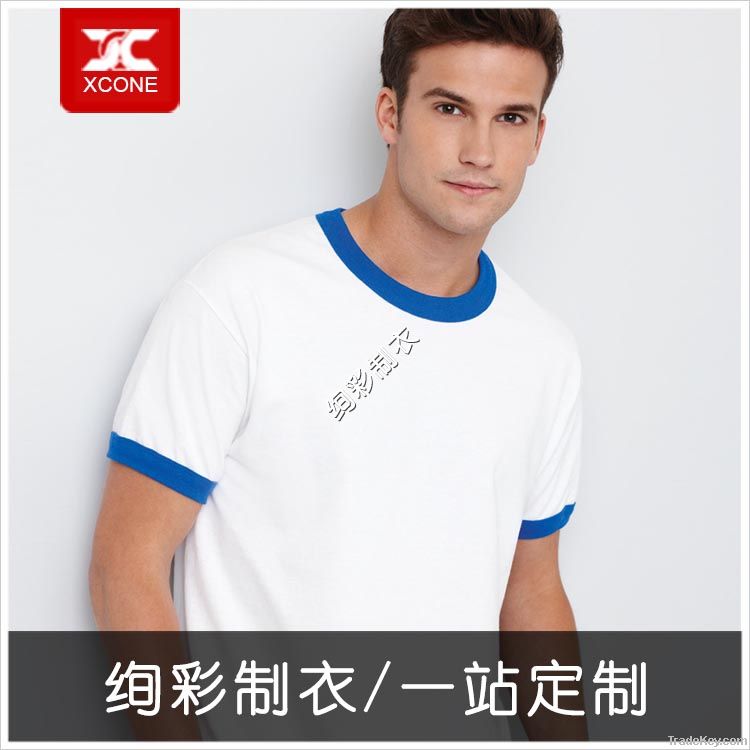 Men's round neck short sleeve ringer T-shirt
